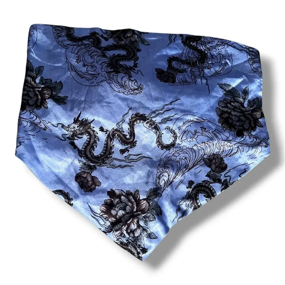 Y2K Blue Dragon Satin Bandana Crop Top | Rue21 Size Medium - Picture 5 of 5